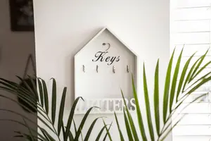 White Wooden Letter Rack & Key Holder