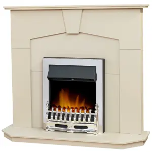 Adam Abbey Fireplace in Stone Effect with Blenheim Electric Fire in Chrome, 48 Inch