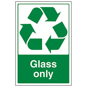 Glass Only Recycling Sign - Portrait - Adhesive Vinyl - 300x400mm (x3)