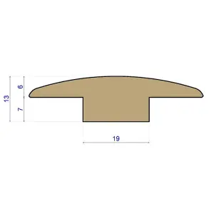 Solid Oak T-section Threshold - Unfinished - 7mm - 0.9m Length