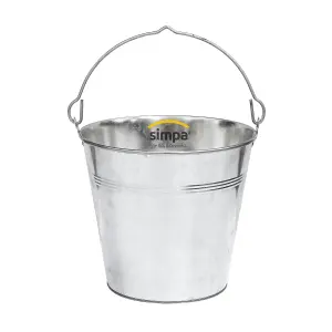 simpa 15L Heavy Duty Galvanised Metal Bucket Pail with Handle - Set of 3