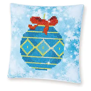 PILLOW BLUE BAUBLE - Diamond Painting Kit: Cushion: Blue Bauble - Diamond Dotz