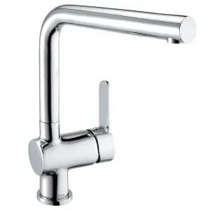 Deva Ethos Single Lever Modern Mono Kitchen Sink Mixer Tap With Chrome Finish Swivel Spout - Easy Use Deck Mount Taps