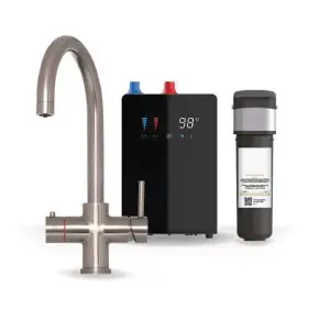 Premium Chrome 4 In 1 Swan Tap with Digital Tank and Water Filter