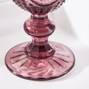 Set of 8 Vintage Luxury Pink Embossed Drinking Wine Glass Wine Goblets 310ml