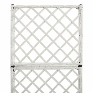 Berkfield Trellis Raised Bed with 1 Pot 30x30x107 cm Poly Rattan White