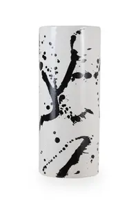 Interiors by Premier Contemporary Small Black And White Ceramic Vase, Durable Pottery Vase, Easily Maintained Vase For Flowers