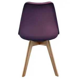 Soho Aubergine Plastic Dining Chair with Squared Light Wood Legs