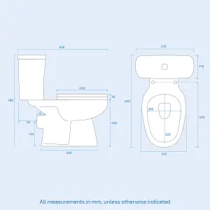 Nes Home Rimless Close-Coupled WC Toilet Pan and Soft Close Seat with Dual Flush