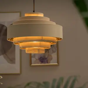 ValueLights Sette Cream Ceiling Pendant Shade