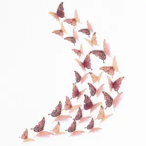 Floral 3D Butterflies Rose Gold Stock Clearance Wall Decor Art