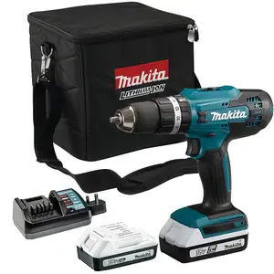 Makita 18v Lithium ion Cordless Combi Hammer Drill with 2x1.5 Batteries HP488DWE