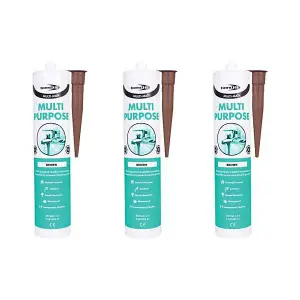 BOND IT Multimate Silicone Sealant Brown - Waterproof, Mould Resistant - Pack of 3