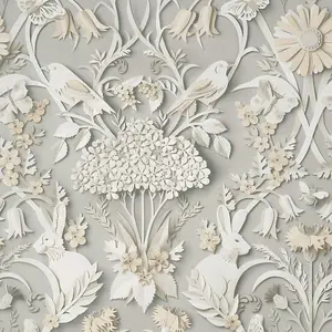 Dimensions Woodland Wallpaper Soft Grey Fine Decor FD42952