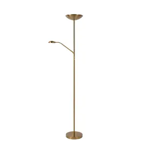 Lucide Zenith Modern Floor Reading Lamp - LED Dim. - 3000K - Matt Gold, Brass