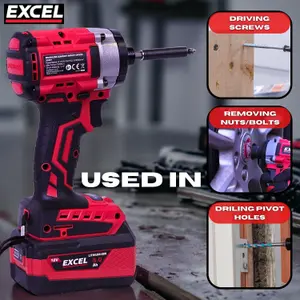 Excel 18V Cordless Brushless Impact Driver with 1 x 4.0Ah Battery & Charger