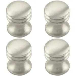 4x One Piece Textured Cupboard Door Knob 15.5mm Diameter Satin Nickel