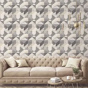 Galerie Geometrix Black Taupe Silk Screen Geometric Smooth Wallpaper