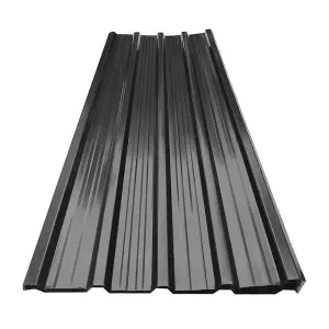 Black Set of 6 Steel Corrugated Panels  for Roofing, Carports, Tool Sheds