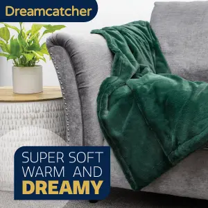 Dreamcatcher Blanket Throw Soft Faux Fur 160 x 130cm Overblanket Green