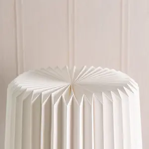 ValueLights White Origami Bedside Table Lamp with Paper Fold Pleated Lampshade - Bulb Included