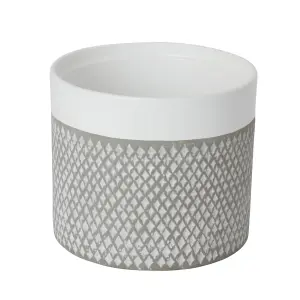 GoodHome Griffin Diamond Clay Plant pot (Dia) 19.2cm, (H)16.5cm, 3.4L