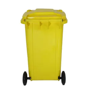 Charles Bentley 240 Litre Yellow Wheelie Bin - Weatherproof and durable