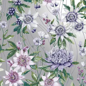 Amazonia Passiflora Silver Wallpaper Holden 91323