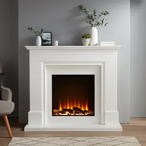 Focal Point Kendal White Metal & wood Freestanding Electric fire suite