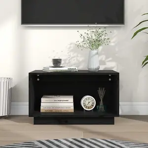 Berkfield TV Cabinet Black 60x35x35 cm Solid Wood Pine