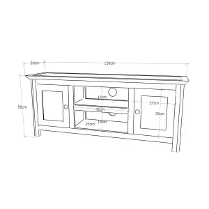 Maggiori Off White 2 Door TV Cabinet Brass Knob