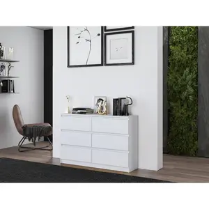 Olhouser 6 Drawer 120Cm W Double Dresser White