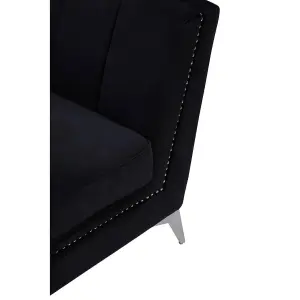 Interiors by Premier Black Velvet Chair, Comfortable Velvet Desk Chair, Backrest Velvet Armchair, Cozy Armchair