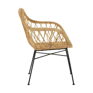 Interiors by Premier Rattan Chair, Easy to Clean Outdoor Chair, Backrest Rattan Office Chair, Eco-friendly Garden Outdoor Chair