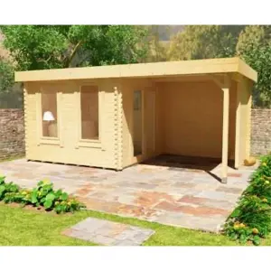 16ft x 12ft (4.87m x 3.65m) Yogi 44mm Wooden Log Cabin (19mm Tongue and Groove Floor and Roof) (16 x 12) (16x12)