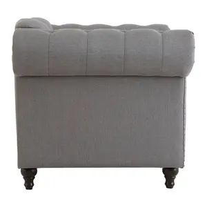 Interiors by Premier Grey Chesterfield Chair, Backrest Lounge Chair, Easy to Maintain Accent chair for Living Room