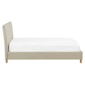 Fabric EU King Size Bed Beige SENNEZ