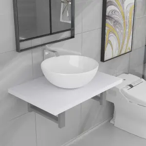 Berkfield Two Piece Bathroom Furniture Set Ceramic White