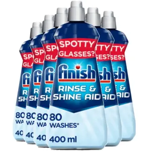 6 x Finish Rinse Aid Dishwasher Liquid 400ml Dishwashing Shinier & Drier Dishes