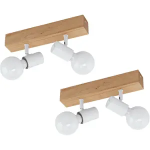 2 PACK 2 Spot Wall Flush Ceiling Light Colour Brown White Shade E27 2x60W