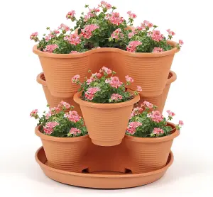 3 Tier Stackable Strawberry, Herb, Flower & Vegetable Planter Vertical Growing Garden Tower for Indoor/Outdoor Spaces