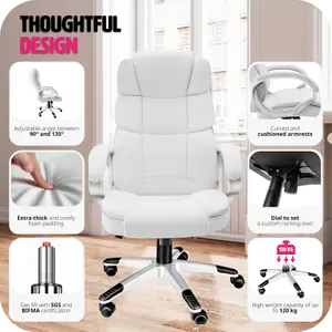 Office Chair Jonas - stepless height adjustment, ergonomic, thick padding - white