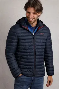 Men's Flete Lightweight Showerproof Padded Jacket Navy - Medium - Weird Fish