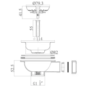 90mm Chrome Basket Strainer Waste For Astini, RAK, Rangemaster Ceramic Sink