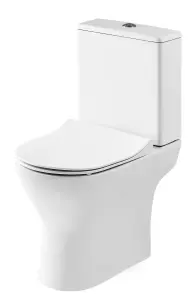 Compact Rimless Toilet Pan, Cistern and Soft Close Sandwich Seat - 800mm x 375mm x 610mm