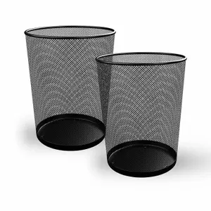 MantraRaj Round Mesh Bins Trash Can Bin Black Nonslip Waste Paper Bin 10 liters Pack Of 1 Metal Bin Indoor Waste Bin