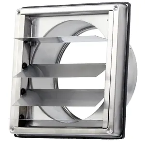 SPARES2GO Stainless Steel Square External Extractor Wall Vent Outlet with Gravity Flaps (5" / 125mm)