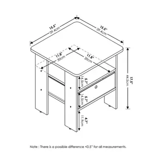 Joseph Side Table Nightstand with Bin Drawer, 2 per set (Set of 2) White