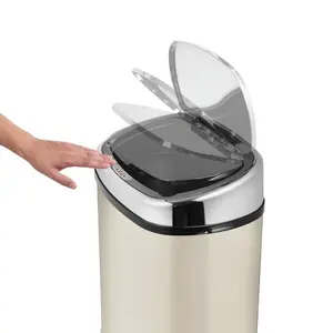 Steel Motion Sensor Rubbish Bin - 58L Almond