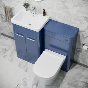 Nes Home 500mm Freestanding Vanity Unit with Basin, Back to Wall Toilet, WC unit Royal Blue